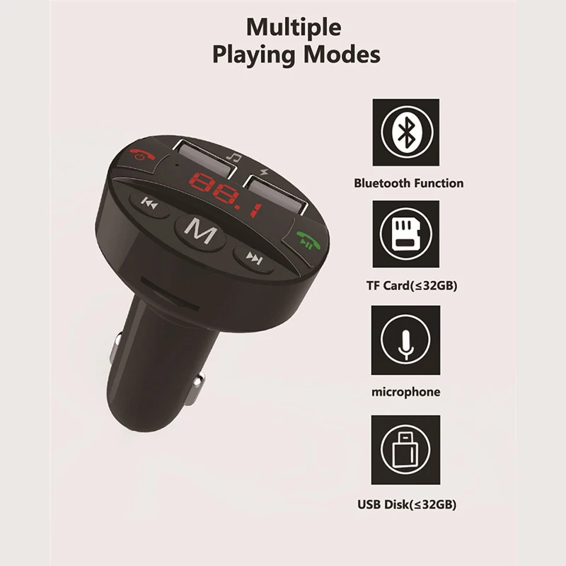 Автомобильный MP3-плеер FM передатчик Bluetooth гарнитуры автомобильный комплект плеера fm-модулятор 5 V 2.1a Dual USB Поддержка карты памяти SD карты