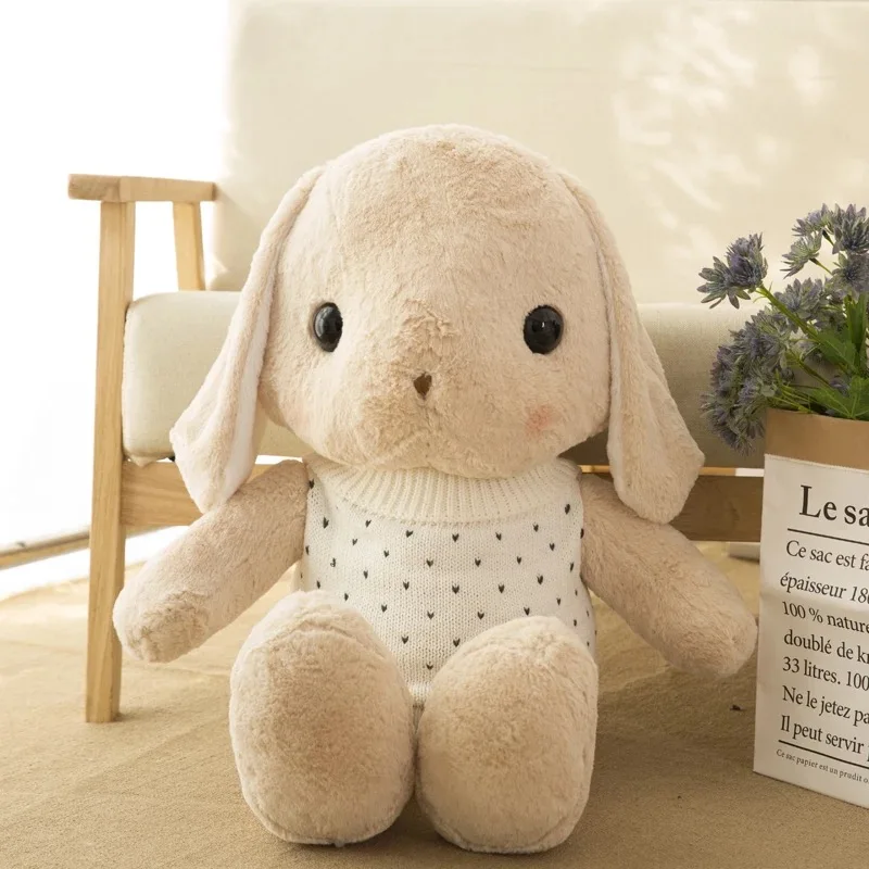 Brown bunny white Свитер с длинными ушками кролик детские игрушки мягкая подушка для животных милый мягкий спальный держа кролик кукла подарок игрушки для детей - Цвет: Brown bunny white