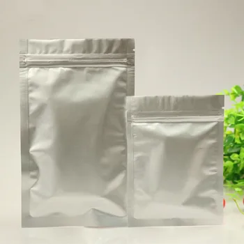 

100pcs Pure aluminum foil bag ziplock bag food candy powder coffee packing plastic bags silver seal sealing pouch