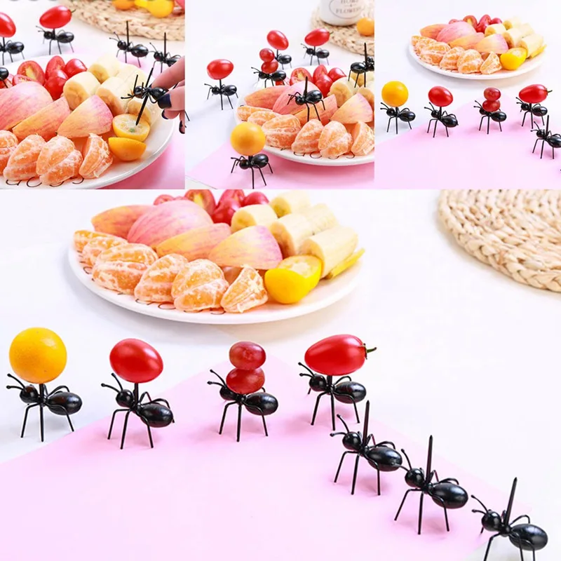 12 шт./компл. мини Ant фруктовые вилки столовые приборы Пластик Десертные Вилки для торта шпажка для еды посуда для вечерние украшения
