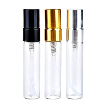 

100Pieces/Lot 5ML High Quality Portable Glass Perfume Bottles Atomizer Portable Contenitori Cosmetici Vuoti With Aluminium Pump