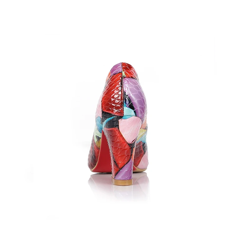 WETKISS Thick High Heeled Women Pumps Buckle Peep Toe Shoes Shallow Printing Footwear New Fashion Party Female Shoes