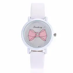 Мода для девочек бантом часы Повседневная кожаная кварцевые часы женщины одеваются наручные часы Часы Relogio Feminino подарок дропшиппинг