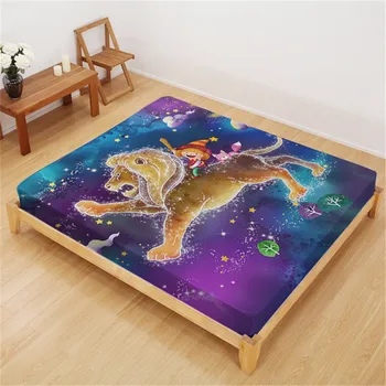 

Kids Cartoon Bed Sheet Dreamlike Twelve Constellations Fitted Sheet Colorful Galaxy Print Bedding Deep Pocket Bedclothes D40