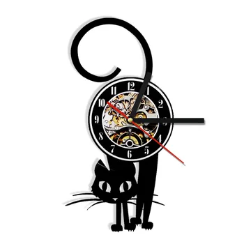 

1Piece Vinyl Clock Cat Kittens Animals Watch Clock Wall Art Decoration Handmade Vinyl Record Timepiece Clock Unique Gift