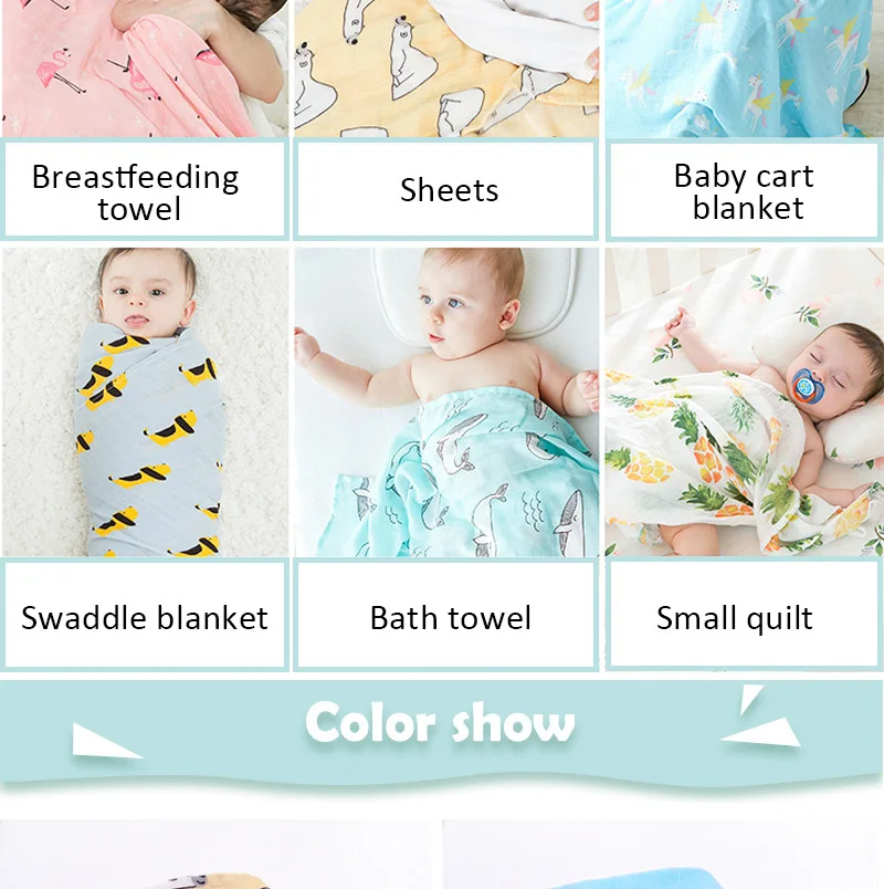 Dropshipping 70%Bamboo 30%Cotton Muslin Diapers Super Soft Baby Blankets Newborn Swaddle Wrap Bebe Baby Bath Towel Bedding Set