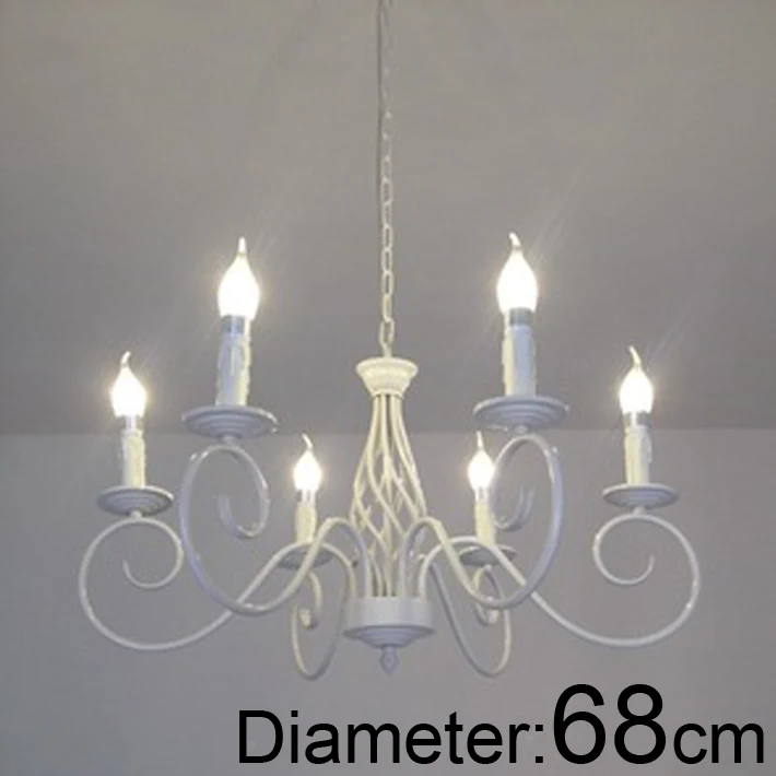 

For foyer dinning room Modern vintage E14 6 arms classical Iron candle light white chandelier