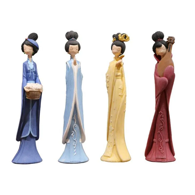 Китайский стиль смолы леди Escultura украшения дома аксессуары смолы классические дамы статуя и скульптура украшения для спальни ремесла