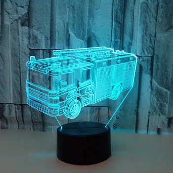 

New Type Fire Truck 3d Lamp Colorful Touch Usb Led Visual Night Lamp Gift Atmosphere Table Lamp Usb Led Night Light