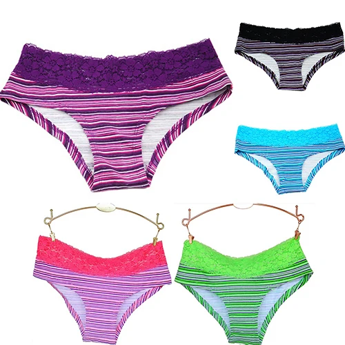 Женская Мода Sexy Полосатый Кружева Лоскутное Лук Трусы Белье Underwear |