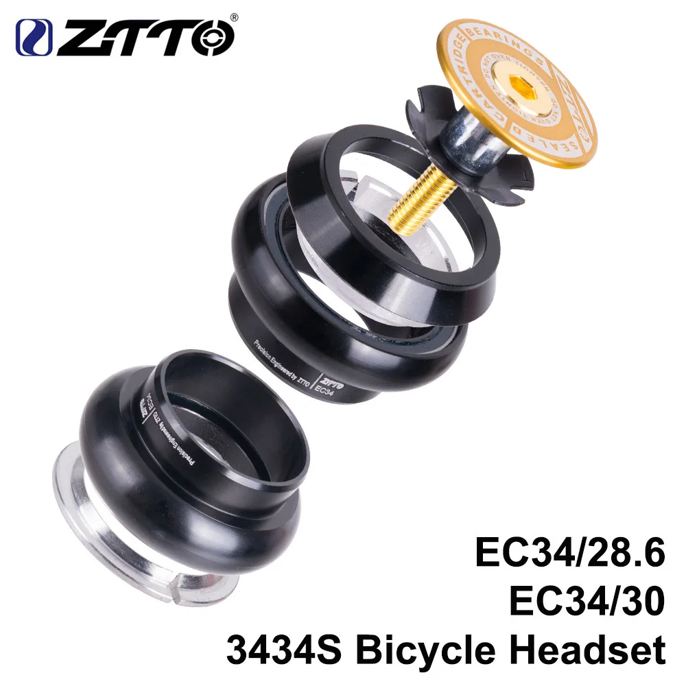 ZTTO 3434S MTB гарнитура для шоссейного велосипеда 34 мм EC34 CNC 1 1/8 28,6 прямая вилка внутренняя 34 Обычная гарнитура без резьбы - Цвет: 3434S GOLD