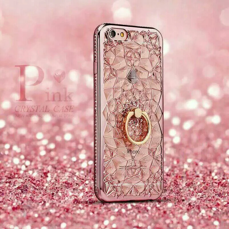 Роскошные 3D мозаика Хрустальный цветок кольцо чехол для телефона iPhone 7 diamond крышка телефона мягкое покрытие ТПУ противоударный Shell для iPhone7