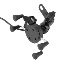 2017 Nueva 12 V Motocicleta GPS Del Teléfono Del Sostenedor Del Soporte de X Pinza de Agarre con el Cargador Del USB 5 V/2A Para 3.5-6 pulgadas Teléfono Móvil Envío de La Gota