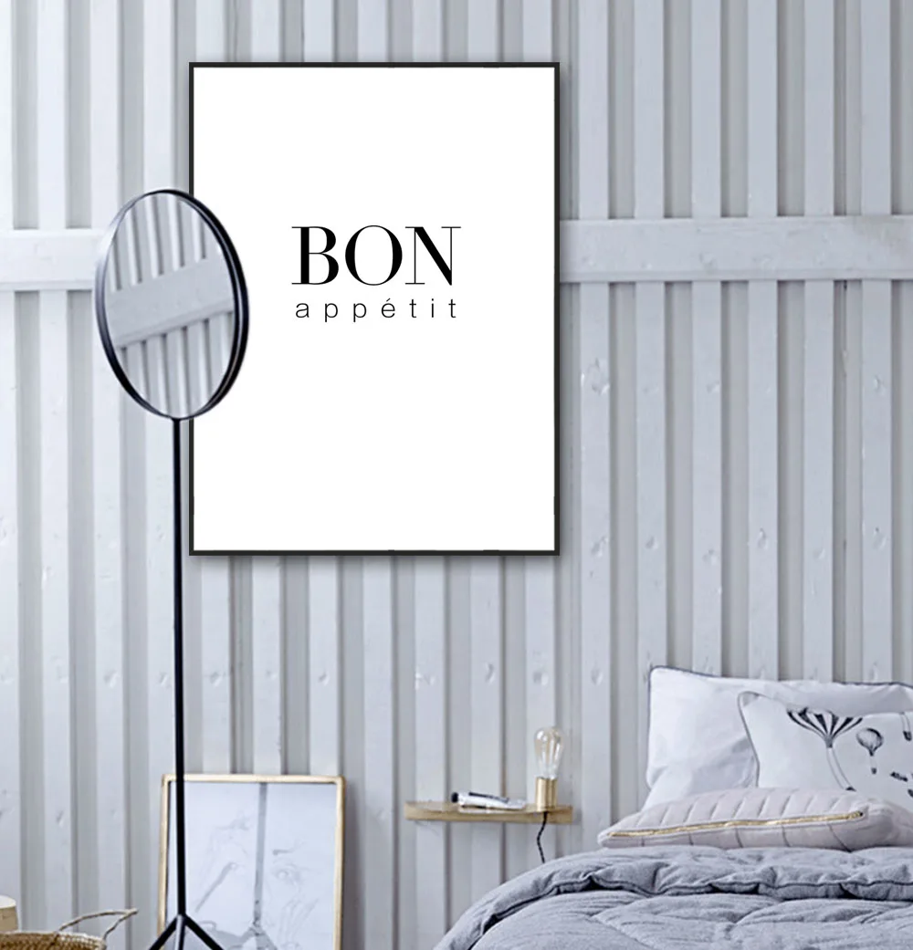 

Nordic Style Litter Bon Appetit Wall Painting On Canvas Minimalist Printing Poster Framed Picture For Bedroom Decor