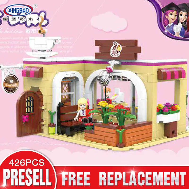 

XINGBAO 12011New 426Pcs City Girls Series The Coffee Store Set Building Blocks Bricks Educational Funny Kid Toys Birthday Gifts