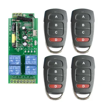 

Smart Home AC85v~250V 110V 220V 230V 4CH Wireless Remote Control Switch Relay Output Radio Receiver Module and 4PCS Transmitter