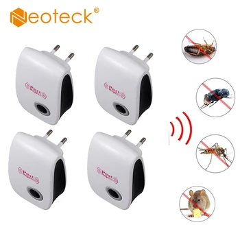 

Neoteck 4 pcs Electronic Ultrasonic Anti Mosquito Insect Repeller Rat Mouse Cockroach Pest Reject Repellent Pest Repeller EU