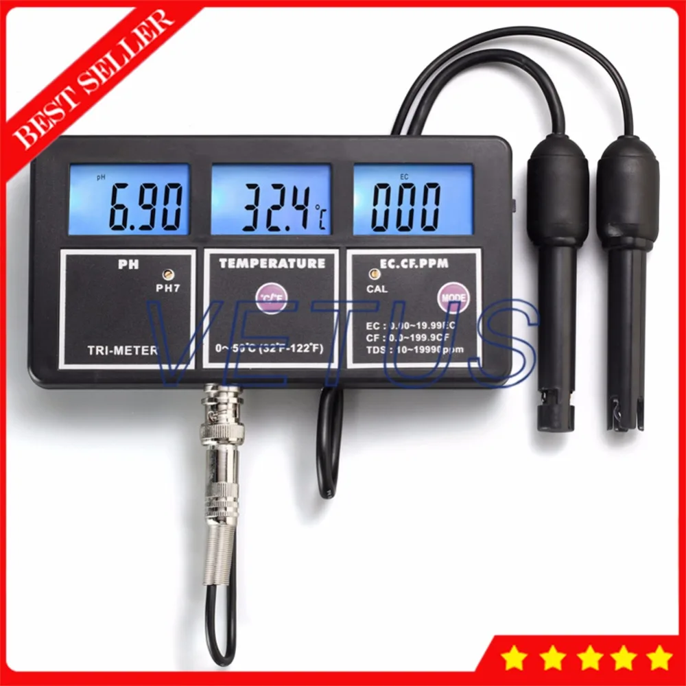 

Multiparameter Water Quality Analyzer PHT-116 Digital portable ph meter with 5 in 1 Temp PH EC CF TDS tester