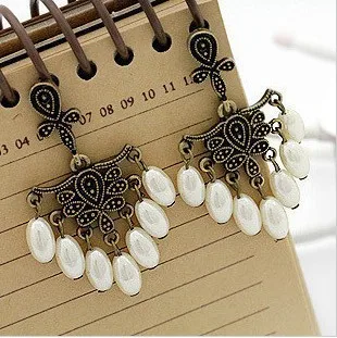 Женские винтажные серьги кисточки с резьбой|pearl flower earrings|pearl white gold earringspearl abalone |