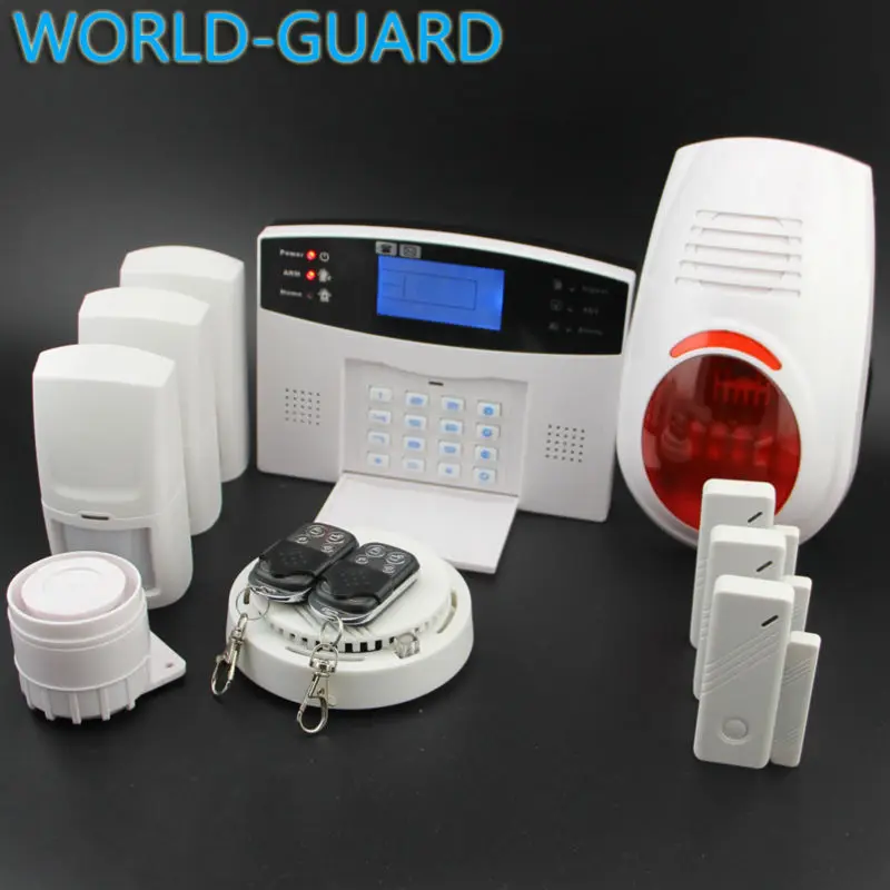 SECURITY WIRELESS SIM GSM HOME OFFICE INTRUDER GSM ALARM SYSTEM+WIRELESS OUTDOOR FLASH SIREN+SMOKE/FIRE DETECTOR