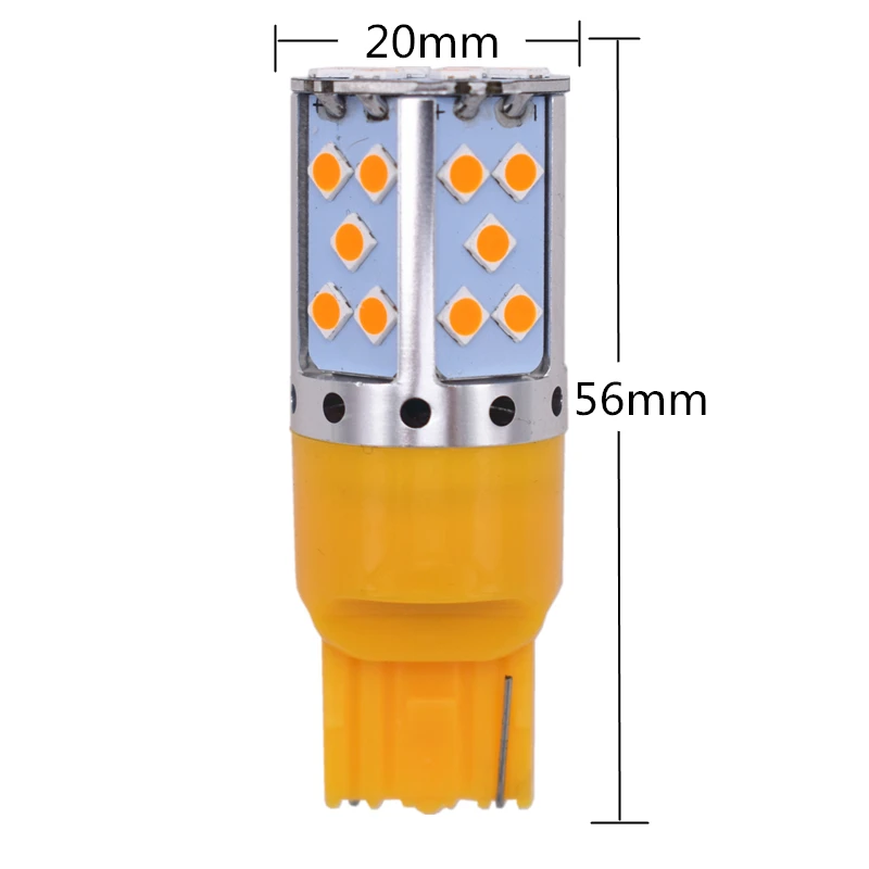 Leites 2pcs T20 7440 W21W 3030 35SMD Canbus LED Bulb Lamp Brake Light Tail Rear Lights Turning Signal 12V 24V Amber Yellow (4)