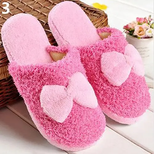 

Women Autumn Winter Warm Lovely Soft Home Non-Silp Bowknot Slippers Indoor Shoes HOT SALE
