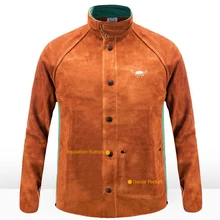 Коровья кожа аргоновая дуговая сварка одежда кожаный фартук для сварщика комбинезон защитная одежда Сплит коровья кожа FR хлопок сварочные куртки