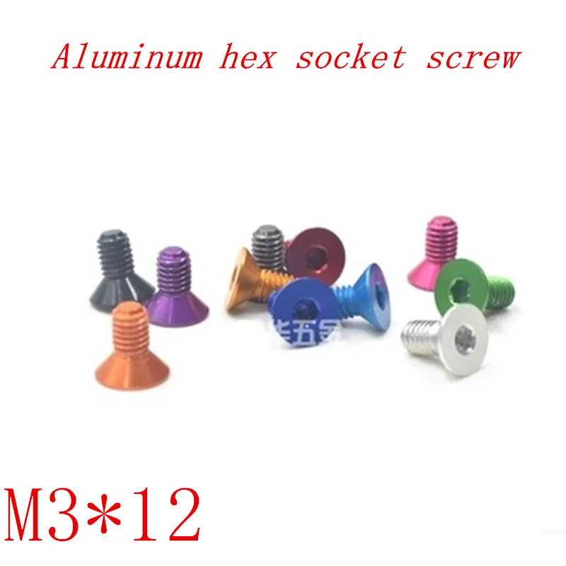 

10pcs DIN7991 M3*12 m3 x 12 colourful aluminum 7075 flat hex socket countersunk cap head screw