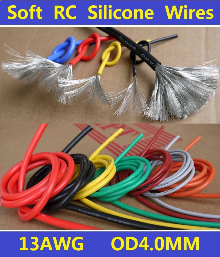 

13AWG Flexible Soft Tinned Copper Silicone Wire RC Cable High Temperature Free Shipping - 2 Meters
