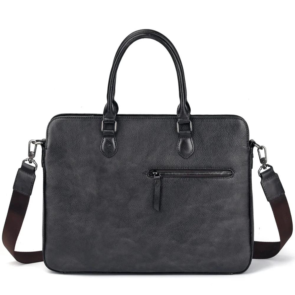 vintage black Ретро деловой портфель Компьютерная сумка верхний слой кожаная повседневная сумка европейские и американские мужские сумки - Цвет: vintage black