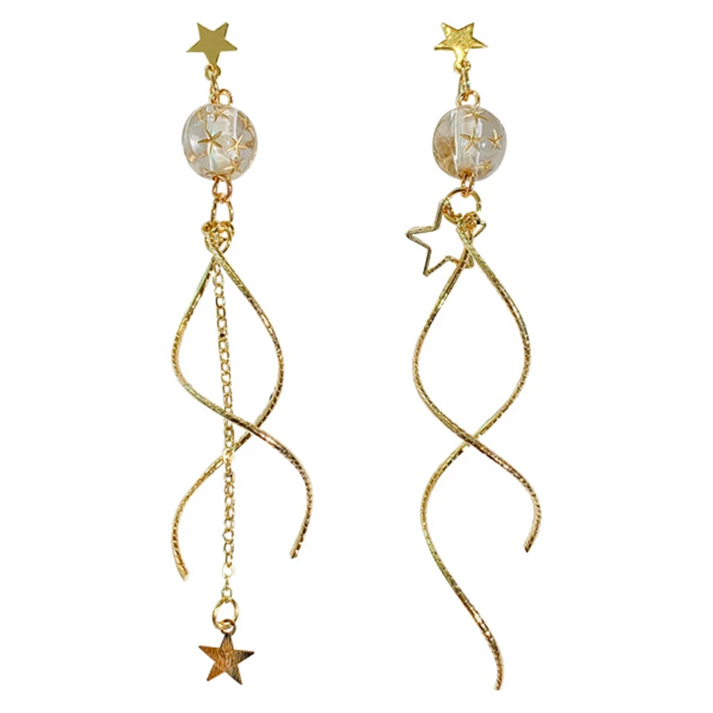 buy DREJEW Asymmetrical Star Long Tassel Statement Earrings 2019 925 Pearl Drop Earrings for Women Wedding Fashion Jewelry HE0931