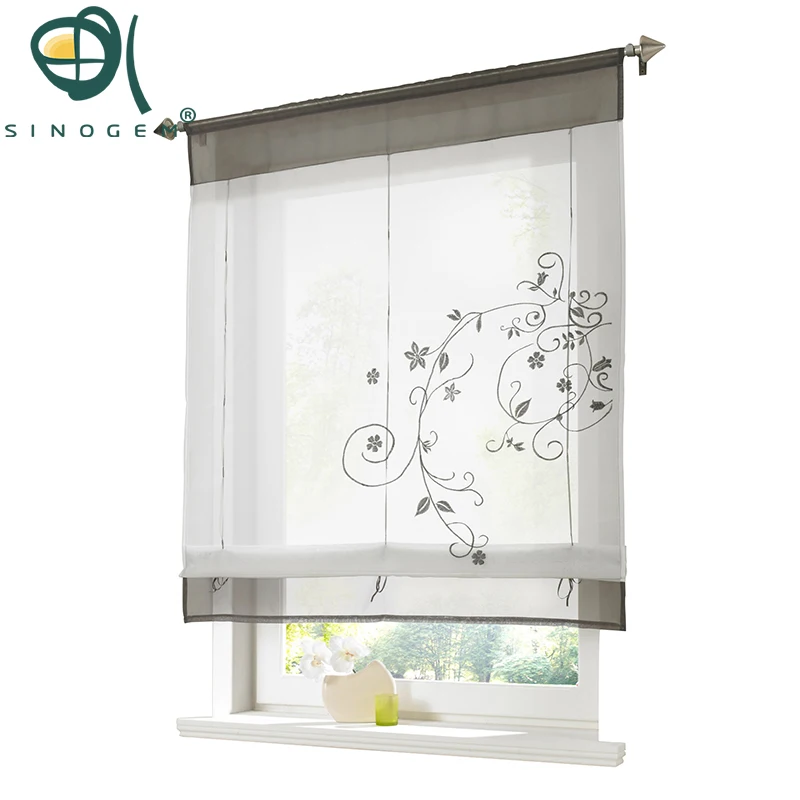

2016 Pastoral Embroidered Roman Short Curtain Sheer Window Curtain For Living Room 4 color,4 sizes 1PC