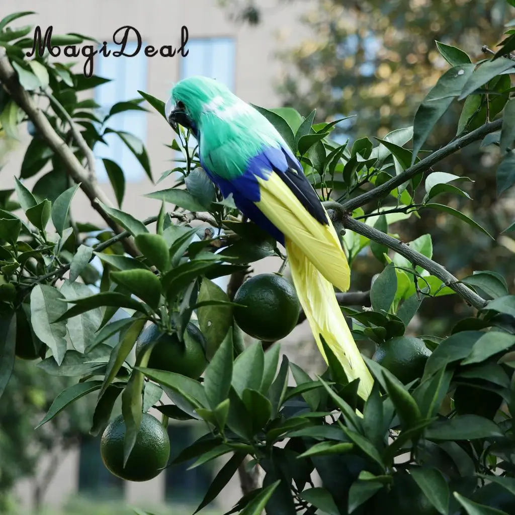 12'' / 30cm Decorative Feather Parrot Model Artificial Bird Statue Macaw Figurine Fancy Dress Props Garden Lwan Tree Decor