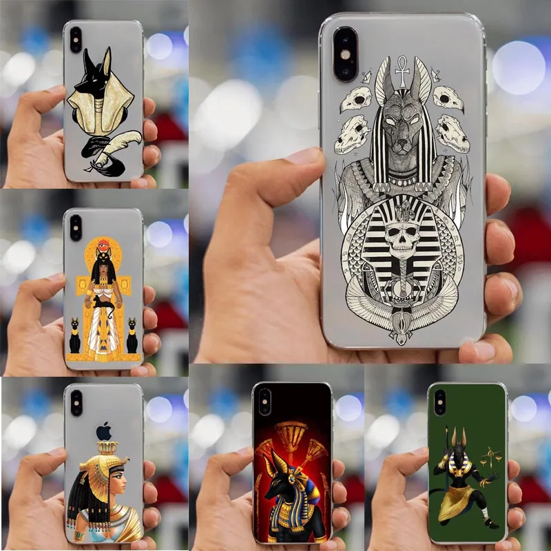 

Egypt Nefertiti Anubis Ankh Pharaoh Soft TPU B Phone Case Cover Capa For iphone XS MAX XR 5 5S 6 6S Plus 7Plus 8 8Plus X Cover