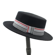 Модные шерстяные Flat Top Hat для Для женщин Фетр Широкими Полями Фетровая шляпа laday прок пирог Chapeu де Фетр ro котелок игрок Top Hat
