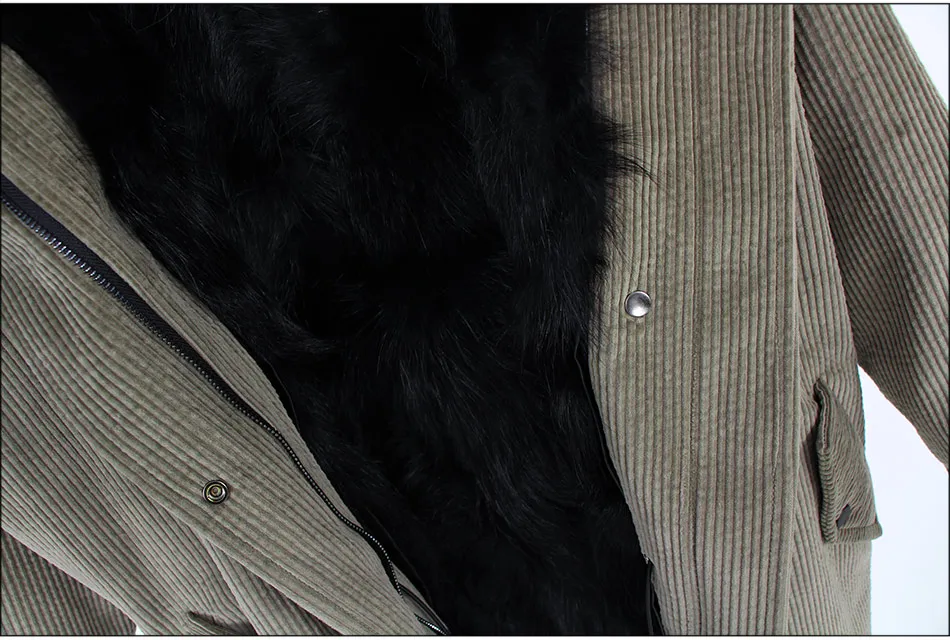 maomaokong зимняя натуральная опушка из лисьего меха куртка пальто Женская Модная парка меховое пальто вельвет натуральный меховой воротник длинные парки