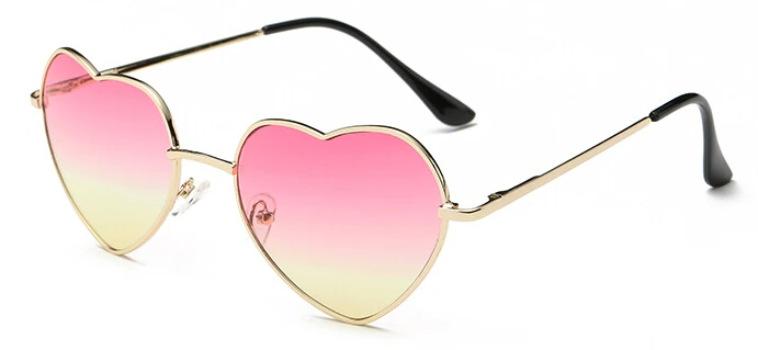 Женские солнцезащитные очки в форме сердца, металлические, для женщин, фирменный дизайн, модные, без оправы, любовь, очки Ray, мужские, зеркальные, oculos de sol - Цвет линз: C1