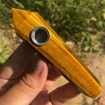 

Natural Tiger Eye Rock Crystal Cigarette Holder Smoking Pipe Reiki Healing
