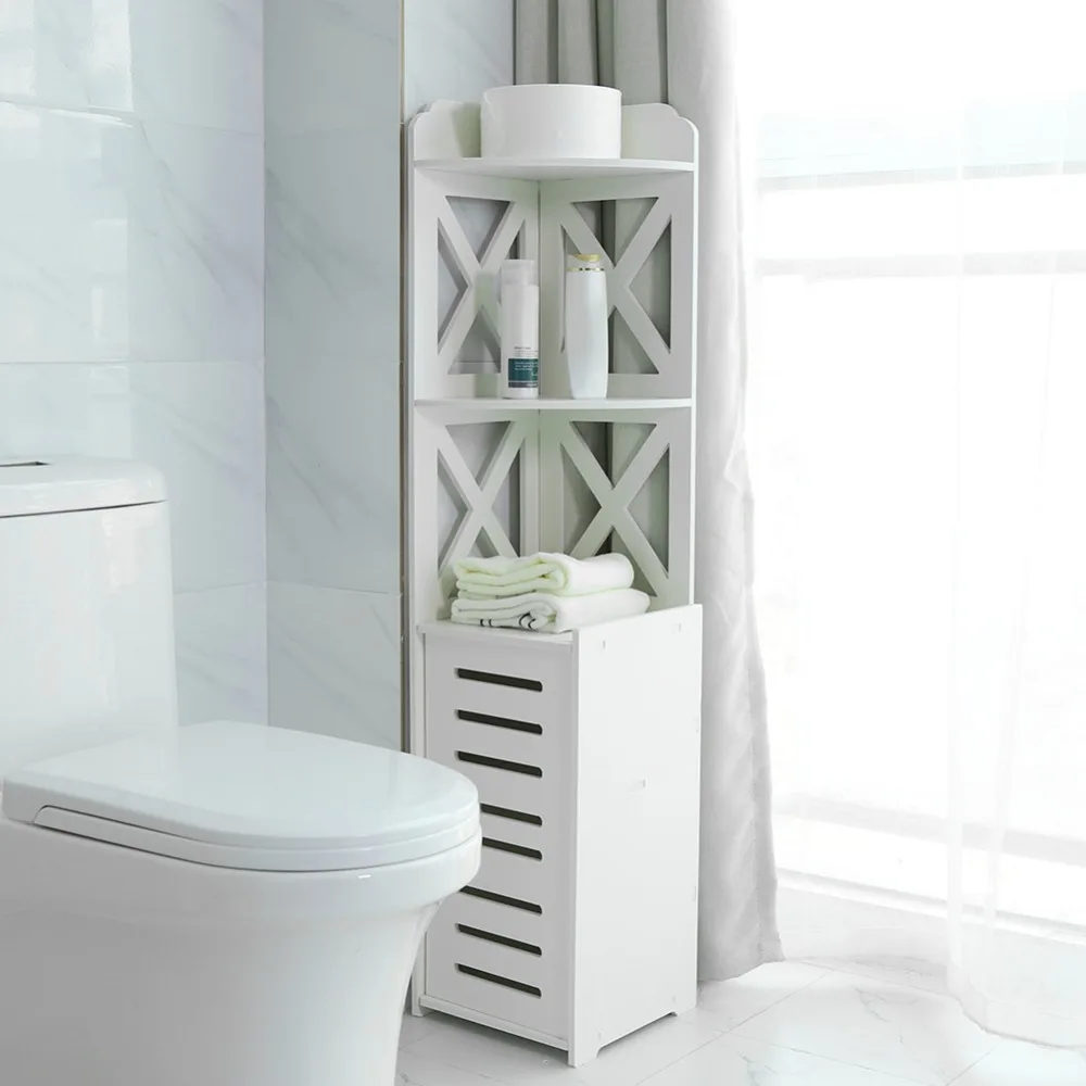 Белый деревянный шкаф для ванной комнаты, полка, шкаф для ванной комнаты, стеллаж для хранения, полуугол