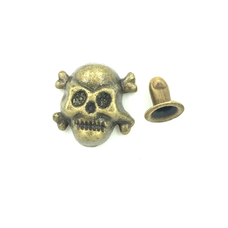 

20Sets Bronze Tone Punk Skeleton Skull Halloween Garment Rivets Studs Spots DIY Crafts Making 12x12mm