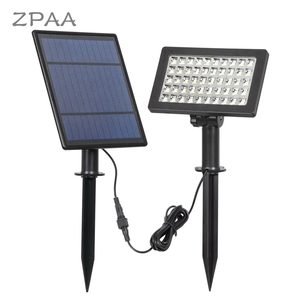 

50 LED Solar Spotlights Flood Lights Separate Solar Panel Garden Security Landscape Wall Light Lamp for Garden, Yard, Garage
