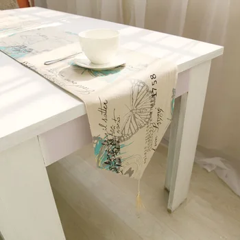 

Butterfly Table Runner Kitchen Accessories Decoration Home Cotton Linen Camino De Mesa Mantel Chemin De Table Anniversaire