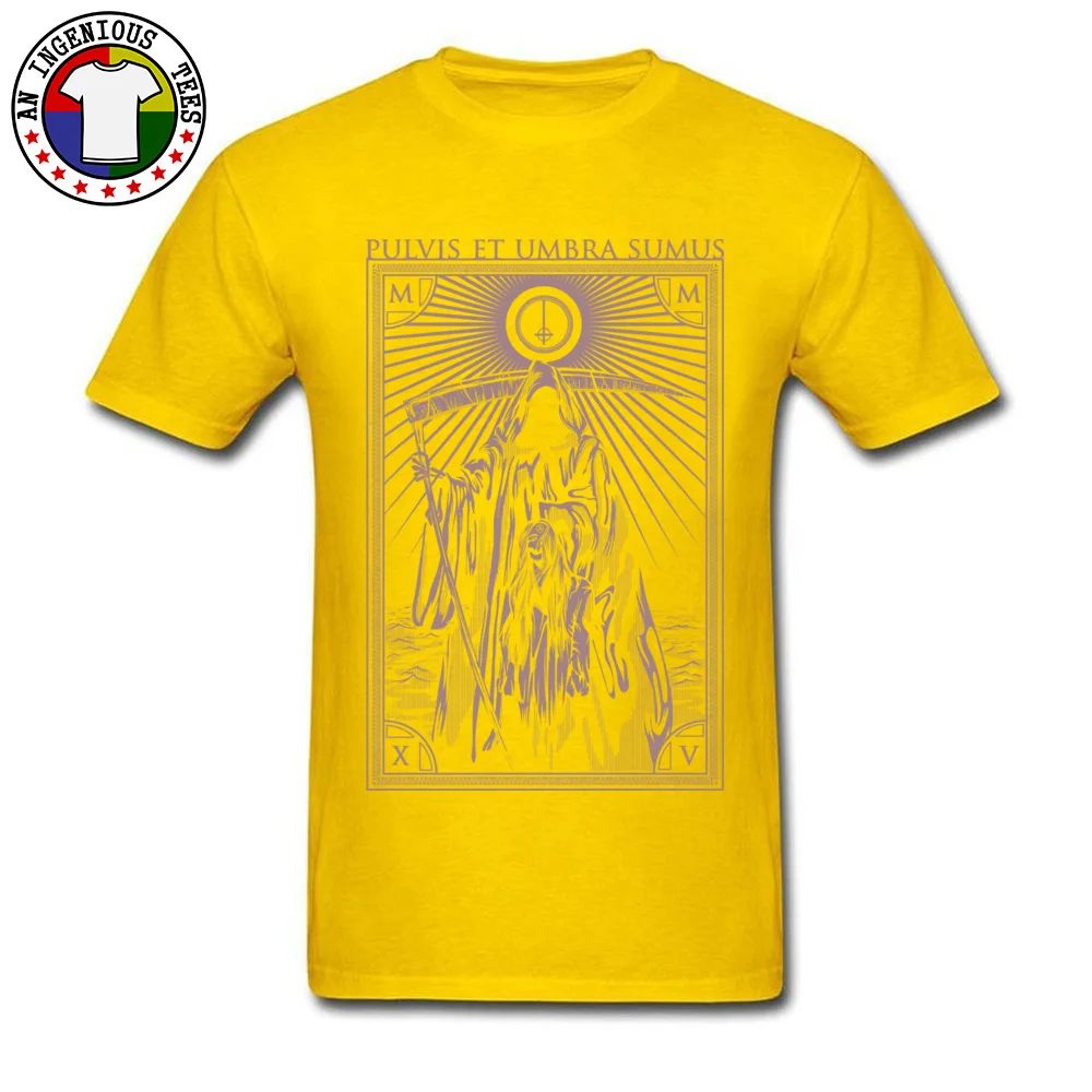 Pulvis Et Umbra Sumus 2018 Normal Tops Tees Round Neck Summer Fall 100% Cotton Short Sleeve T Shirt for Men Custom Top T-shirts Pulvis Et Umbra Sumus yellow
