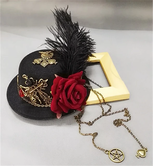 Steampunk Mini Hat Hair Clip Halloween Costume Accessories Steampunk  Accessories for Halloween Party Tea Party Women Men with Rose Flower  Feather and