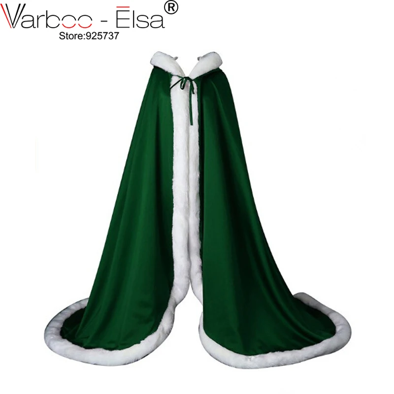 13 Colors Long Lady White Ivory Wedding Cloaks Faux Fur Trim Winter Bridal Cape Stunning Wedding Cape Hooded Party Wraps Jacket