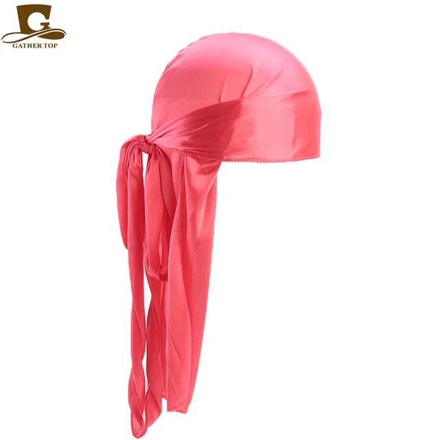Men's Silky Durags Bandanas Turban hat Wigs Doo Men Satin Durag Biker Headwear Headband Hair Accessories Extra Long Tail Du-Rag Adult watermelon
