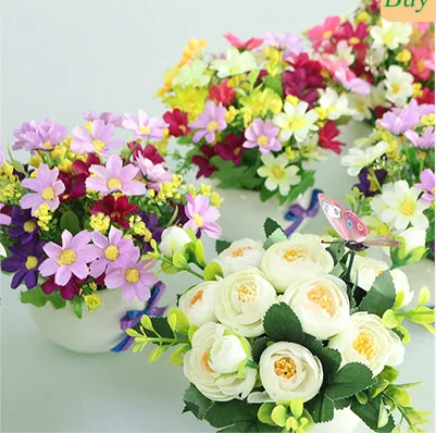 Flone Artificial Plants Silk Daisy Fake Flowers Daisy For Home Decoration Accessories Flower Wall Wedding Garden Decoration (4)
