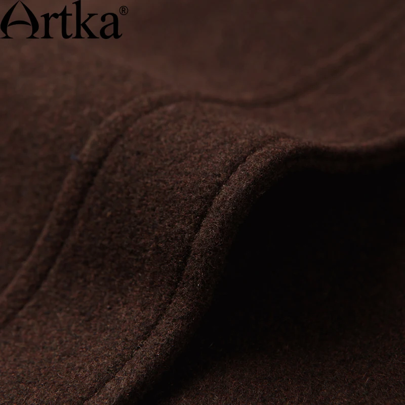 ARTKA женское осеннее новое шерстяное пальто 2 цветов под все винтажное приталенное пальто с отложным воротником и длинным рукавом WA10159Q