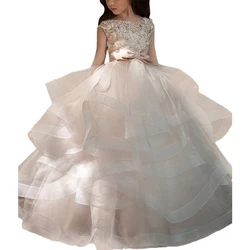 Elegant Flower Girl Dresses for Weddings Robe Soiree Fille Fluffy Organza Kid Evening Ball Gowns Pageant Party Dresses for Girls Elegant Flower Girl Dresses for Weddings Robe Soiree Fille Fluffy Organza Kid Evening Ball Gowns Pageant Party Dresses for Girls