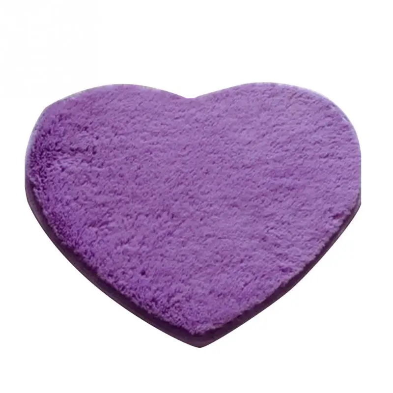 Бархатный тканевый коврик для подушки в форме сердца, детский коврик для сидения, мягкий коврик, нескользящий коврик для пола и двери, товары для украшения дома 40x30 см - Цвет: Purple